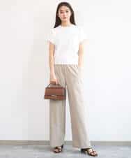 FKLGD40170 MK MICHEL KLEIN(MK ミッシェルクラン) コットンライクストレッチワイドパンツ/抗ピリング/洗える ネイビー