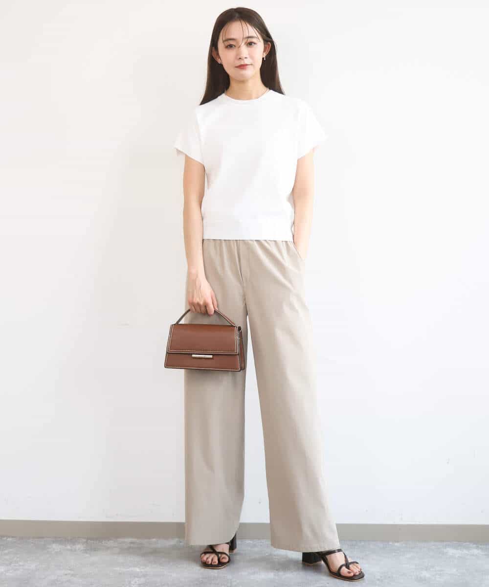 FKLGD40170 MK MICHEL KLEIN(MK ミッシェルクラン) コットンライクストレッチワイドパンツ/抗ピリング/洗える ネイビー