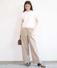 FKLGD40170 MK MICHEL KLEIN(MK ミッシェルクラン) コットンライクストレッチワイドパンツ/抗ピリング/洗える ネイビー