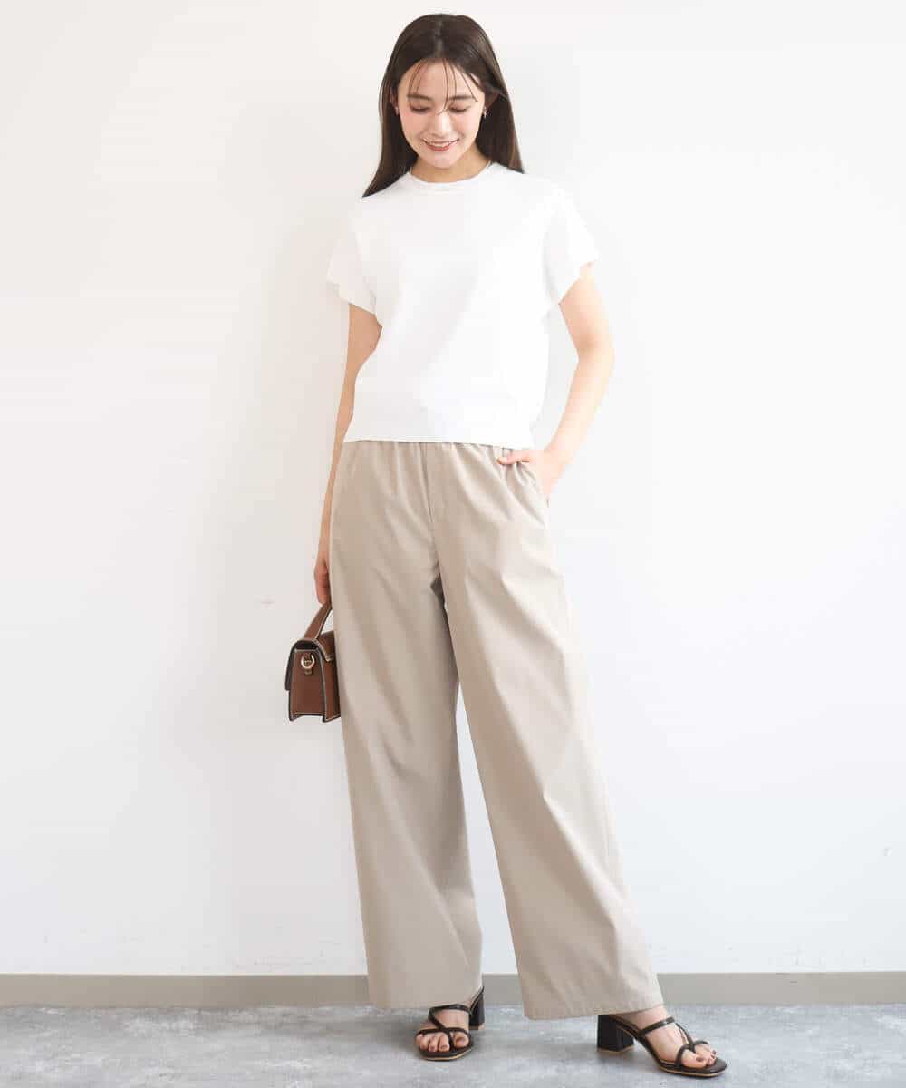 FKLGD40170 MK MICHEL KLEIN(MK ミッシェルクラン) コットンライクストレッチワイドパンツ/抗ピリング/洗える ネイビー