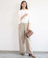 FKLGD40170 MK MICHEL KLEIN(MK ミッシェルクラン) コットンライクストレッチワイドパンツ/抗ピリング/洗える ネイビー