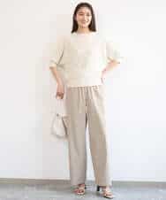 FKLGD40170 MK MICHEL KLEIN(MK ミッシェルクラン) コットンライクストレッチワイドパンツ/抗ピリング/洗える ネイビー