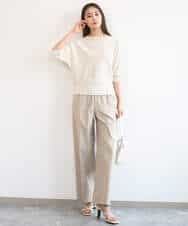 FKLGD40170 MK MICHEL KLEIN(MK ミッシェルクラン) コットンライクストレッチワイドパンツ/抗ピリング/洗える ネイビー