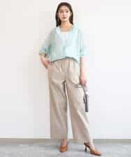 FKLGD40170 MK MICHEL KLEIN(MK ミッシェルクラン) コットンライクストレッチワイドパンツ/抗ピリング/洗える ネイビー