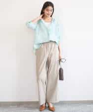 FKLGD40170 MK MICHEL KLEIN(MK ミッシェルクラン) コットンライクストレッチワイドパンツ/抗ピリング/洗える ネイビー