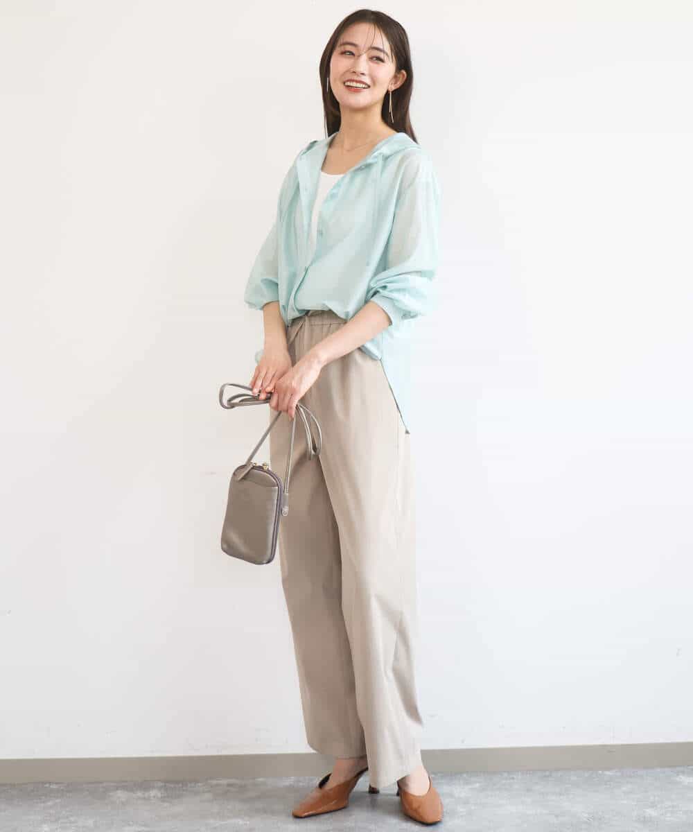 FKLGD40170 MK MICHEL KLEIN(MK ミッシェルクラン) コットンライクストレッチワイドパンツ/抗ピリング/洗える ネイビー