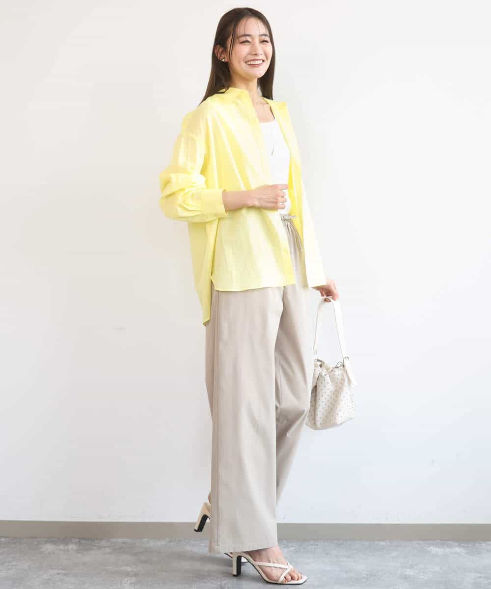 FKLGD40170 MK MICHEL KLEIN(MK ミッシェルクラン) コットンライクストレッチワイドパンツ/抗ピリング/洗える ネイビー