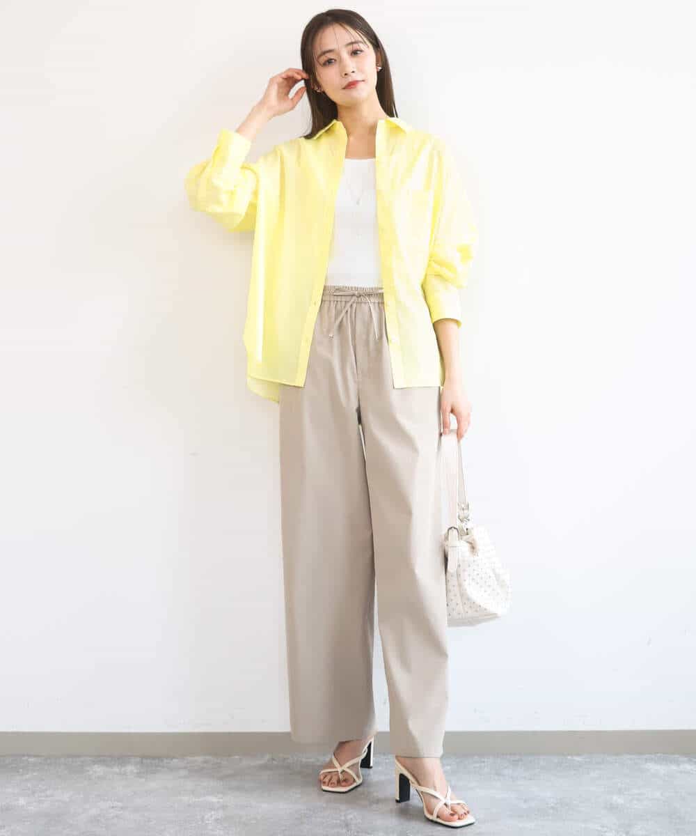 FKLGD40170 MK MICHEL KLEIN(MK ミッシェルクラン) コットンライクストレッチワイドパンツ/抗ピリング/洗える ネイビー