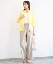 FKLGD40170 MK MICHEL KLEIN(MK ミッシェルクラン) コットンライクストレッチワイドパンツ/抗ピリング/洗える ネイビー