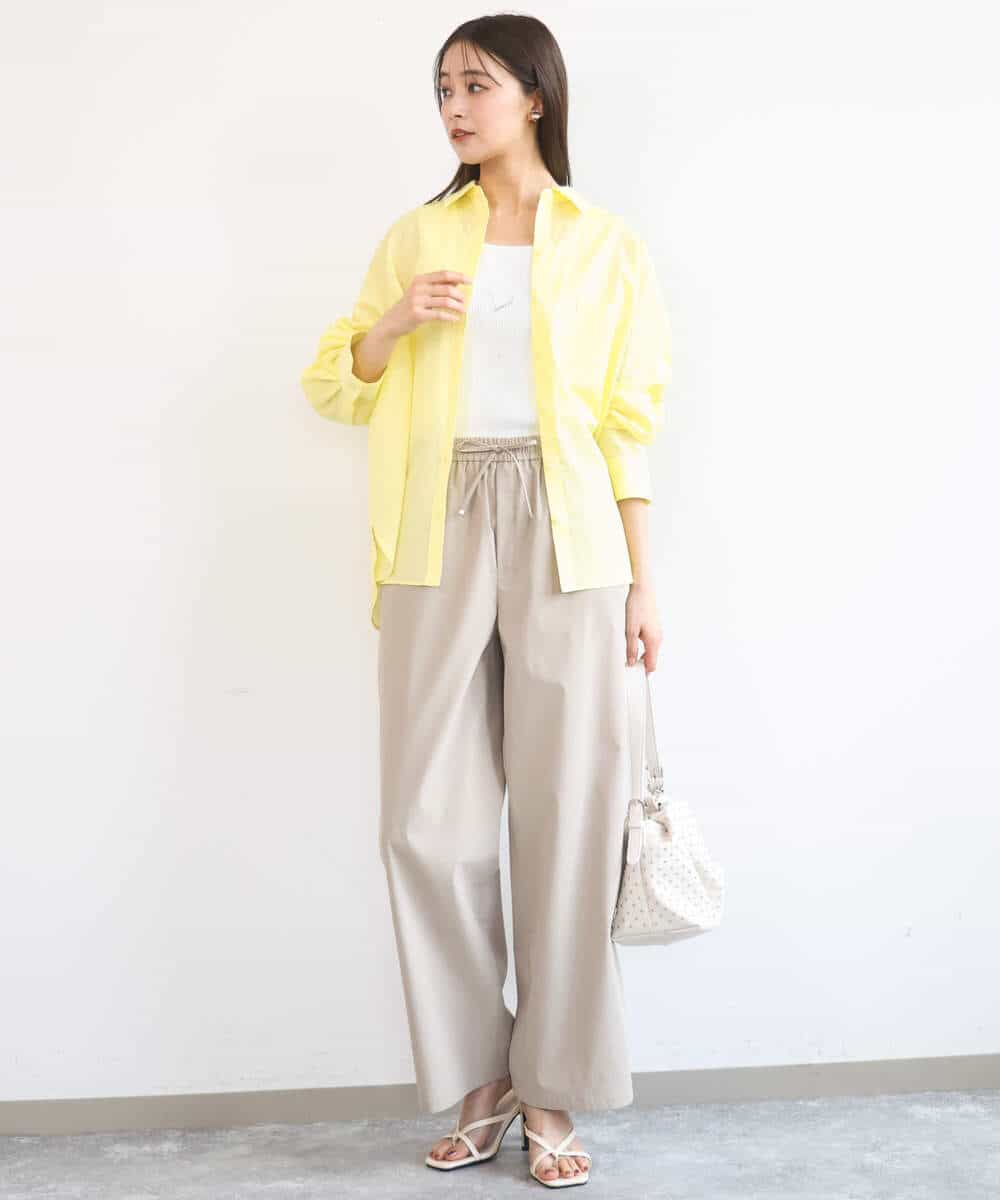 FKLGD40170 MK MICHEL KLEIN(MK ミッシェルクラン) コットンライクストレッチワイドパンツ/抗ピリング/洗える ネイビー