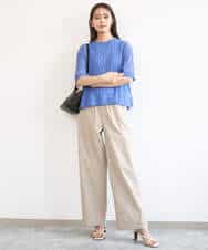 FKLGD40170 MK MICHEL KLEIN(MK ミッシェルクラン) コットンライクストレッチワイドパンツ/抗ピリング/洗える ネイビー