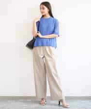 FKLGD40170 MK MICHEL KLEIN(MK ミッシェルクラン) コットンライクストレッチワイドパンツ/抗ピリング/洗える ネイビー