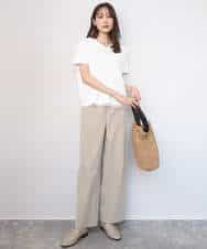 FKLGD40170 MK MICHEL KLEIN(MK ミッシェルクラン) コットンライクストレッチワイドパンツ/抗ピリング/洗える ネイビー