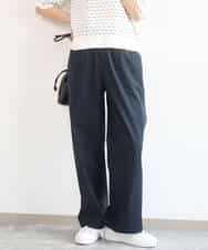 FKLGD40170 MK MICHEL KLEIN(MK ミッシェルクラン) コットンライクストレッチワイドパンツ/抗ピリング/洗える ネイビー