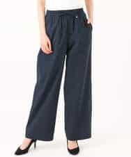 FKLGD40170 MK MICHEL KLEIN(MK ミッシェルクラン) コットンライクストレッチワイドパンツ/抗ピリング/洗える ネイビー