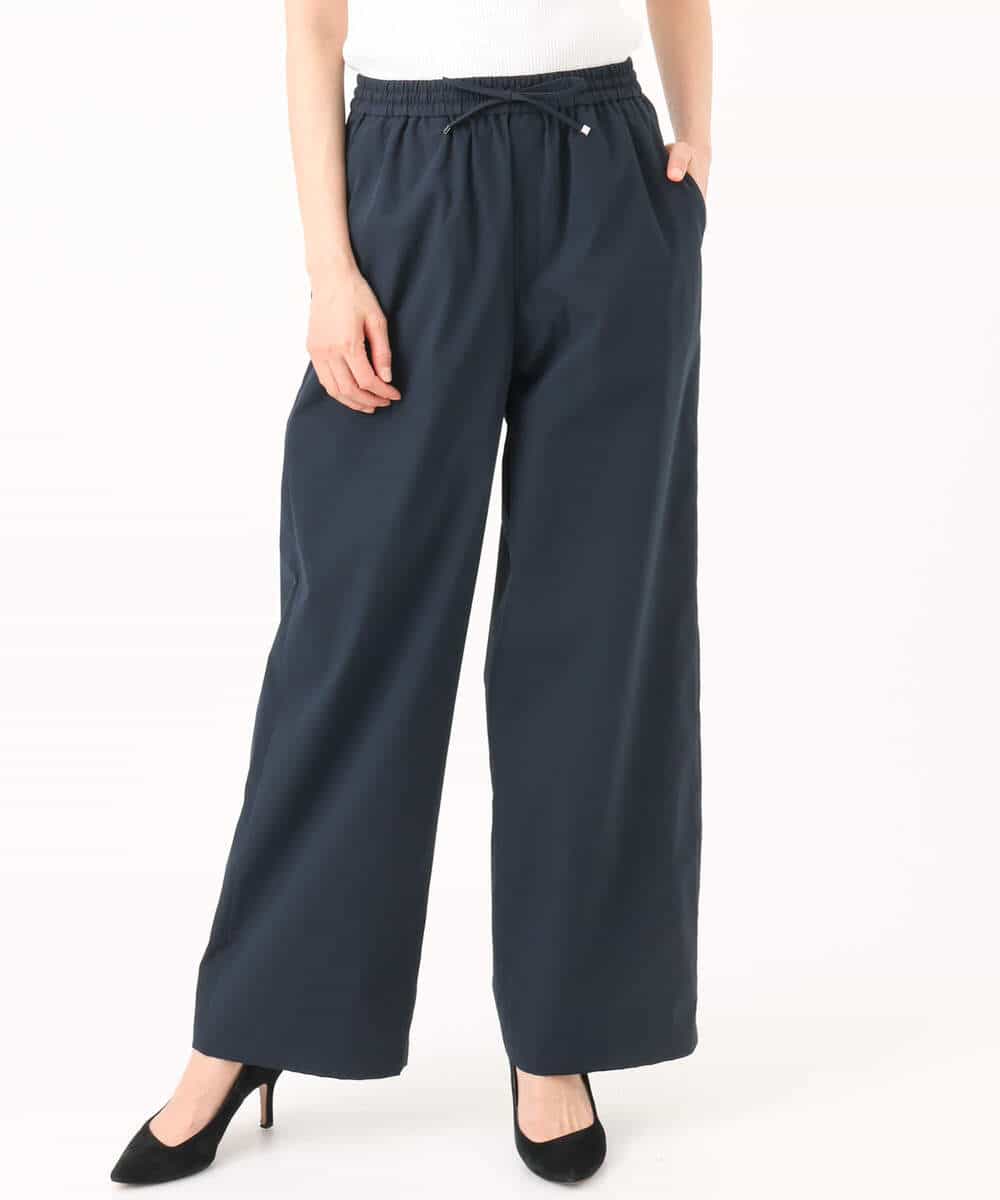 FKLGD40170 MK MICHEL KLEIN(MK ミッシェルクラン) コットンライクストレッチワイドパンツ/抗ピリング/洗える ネイビー