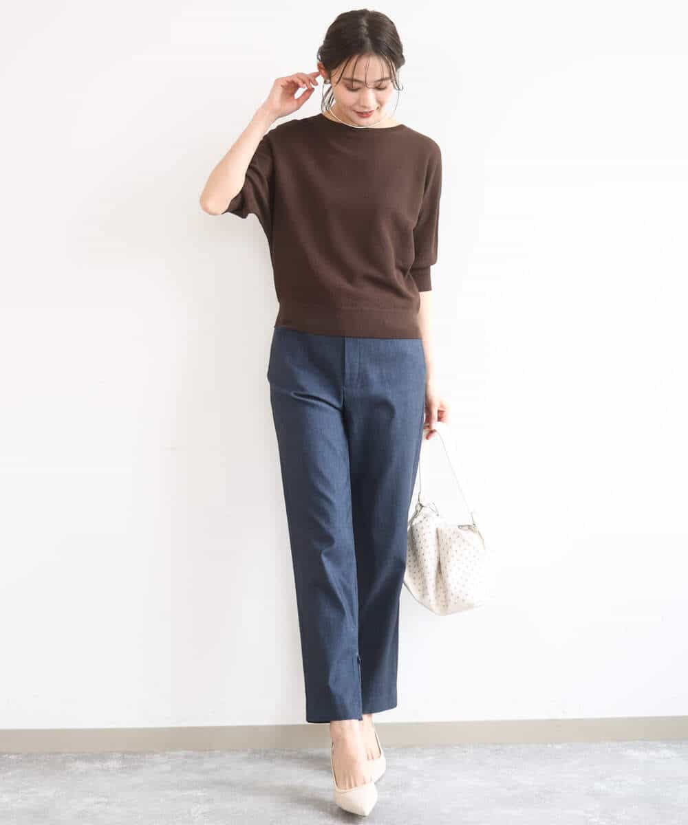 FKLGD41130 MK MICHEL KLEIN(MK ミッシェルクラン) ハイストレッチ細身シルエットパンツ/洗える ネイビー