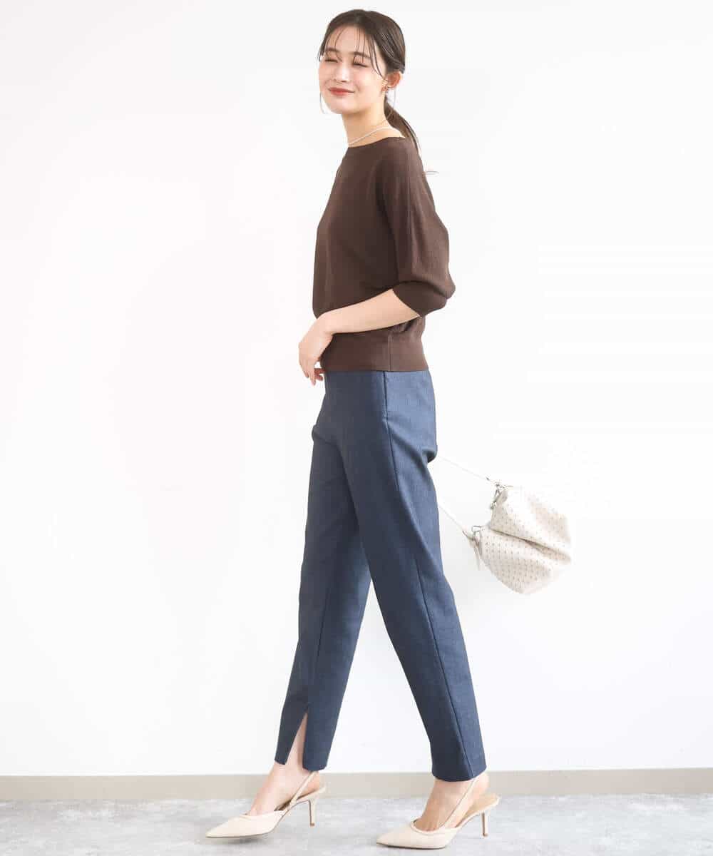 FKLGD41130 MK MICHEL KLEIN(MK ミッシェルクラン) ハイストレッチ細身シルエットパンツ/洗える ネイビー