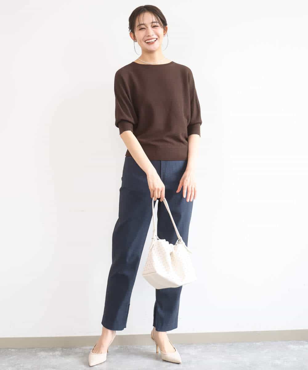 FKLGD41130 MK MICHEL KLEIN(MK ミッシェルクラン) ハイストレッチ細身シルエットパンツ/洗える ネイビー