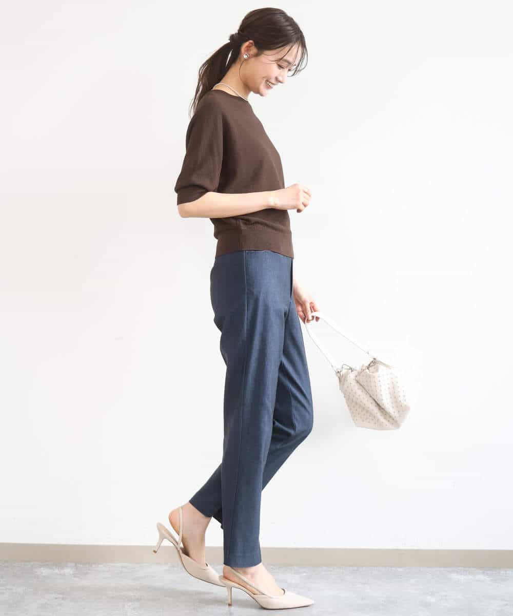 FKLGD41130 MK MICHEL KLEIN(MK ミッシェルクラン) ハイストレッチ細身シルエットパンツ/洗える ネイビー