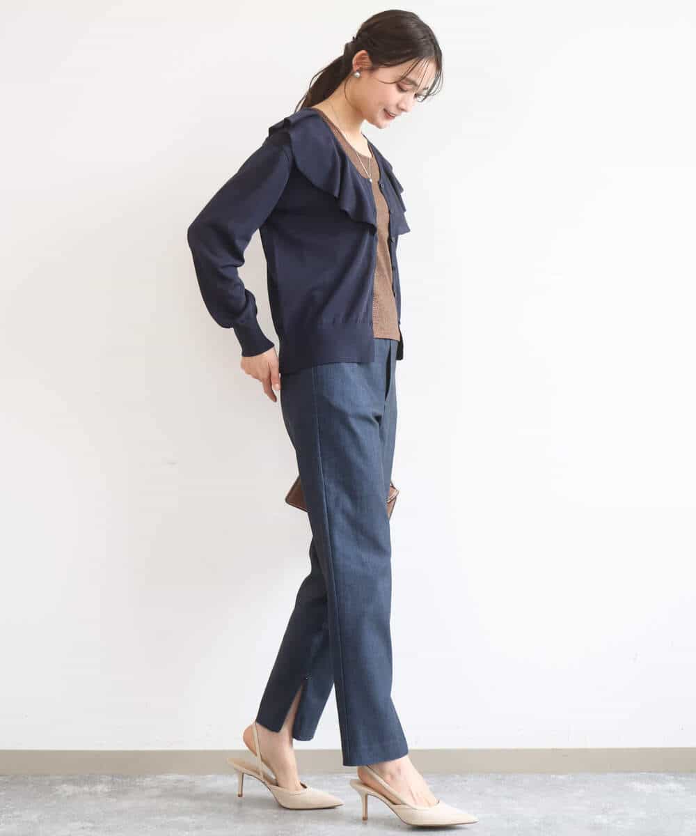 FKLGD41130 MK MICHEL KLEIN(MK ミッシェルクラン) ハイストレッチ細身シルエットパンツ/洗える ネイビー