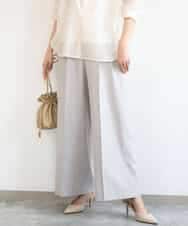 FKLGD46180 MK MICHEL KLEIN(MK ミッシェルクラン) バイオヴィンテージツイル ワイドストレートパンツ/接触冷感/UVカット/速乾/洗える グレージュ