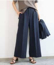 FKLGD46180 MK MICHEL KLEIN(MK ミッシェルクラン) バイオヴィンテージツイル ワイドストレートパンツ/接触冷感/UVカット/速乾/洗える グレージュ