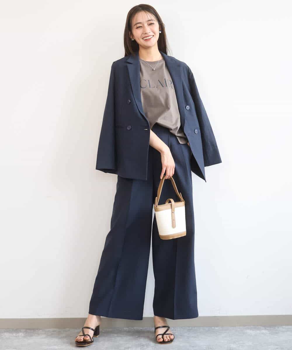 FKLGD46180 MK MICHEL KLEIN(MK ミッシェルクラン) バイオヴィンテージツイル ワイドストレートパンツ/接触冷感/UVカット/速乾/洗える グレージュ