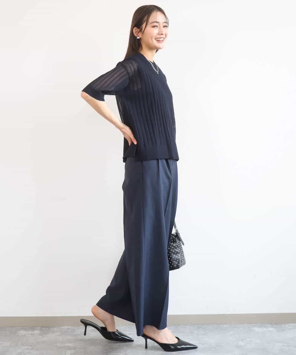 FKLGD46180 MK MICHEL KLEIN(MK ミッシェルクラン) バイオヴィンテージツイル ワイドストレートパンツ/接触冷感/UVカット/速乾/洗える グレージュ