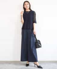 FKLGD46180 MK MICHEL KLEIN(MK ミッシェルクラン) バイオヴィンテージツイル ワイドストレートパンツ/接触冷感/UVカット/速乾/洗える グレージュ