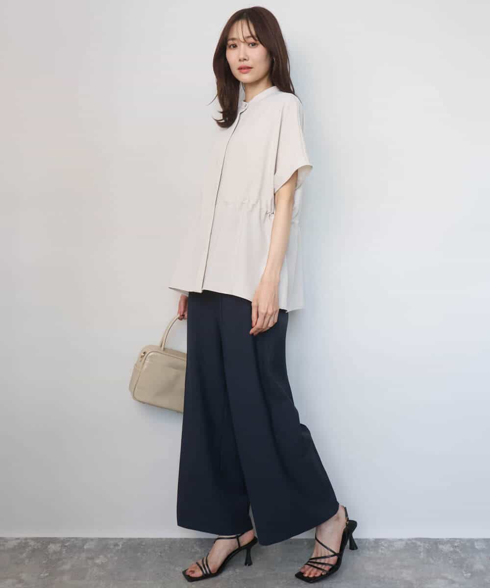 FKLGD46180 MK MICHEL KLEIN(MK ミッシェルクラン) バイオヴィンテージツイル ワイドストレートパンツ/接触冷感/UVカット/速乾/洗える グレージュ