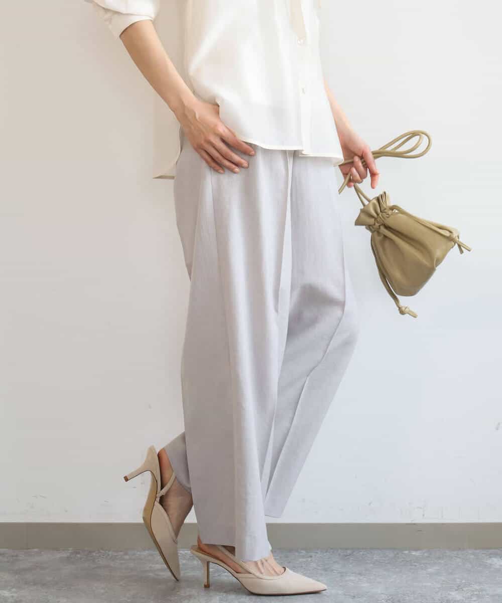 FKLGD46180 MK MICHEL KLEIN(MK ミッシェルクラン) バイオヴィンテージツイル ワイドストレートパンツ/接触冷感/UVカット/速乾/洗える グレージュ