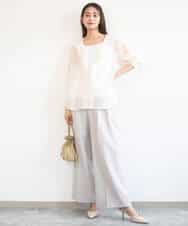 FKLGD46180 MK MICHEL KLEIN(MK ミッシェルクラン) バイオヴィンテージツイル ワイドストレートパンツ/接触冷感/UVカット/速乾/洗える グレージュ