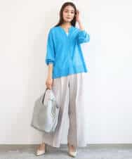 FKLGD46180 MK MICHEL KLEIN(MK ミッシェルクラン) バイオヴィンテージツイル ワイドストレートパンツ/接触冷感/UVカット/速乾/洗える グレージュ