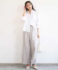 FKLGD46180 MK MICHEL KLEIN(MK ミッシェルクラン) バイオヴィンテージツイル ワイドストレートパンツ/接触冷感/UVカット/速乾/洗える グレージュ