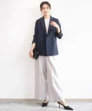 FKLGD46180 MK MICHEL KLEIN(MK ミッシェルクラン) バイオヴィンテージツイル ワイドストレートパンツ/接触冷感/UVカット/速乾/洗える グレージュ