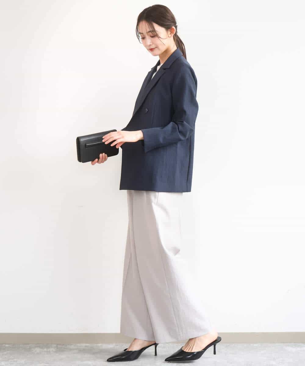 FKLGD46180 MK MICHEL KLEIN(MK ミッシェルクラン) バイオヴィンテージツイル ワイドストレートパンツ/接触冷感/UVカット/速乾/洗える グレージュ