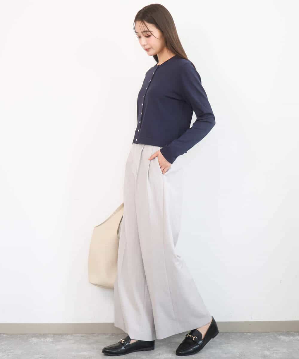 FKLGD46180 MK MICHEL KLEIN(MK ミッシェルクラン) バイオヴィンテージツイル ワイドストレートパンツ/接触冷感/UVカット/速乾/洗える グレージュ