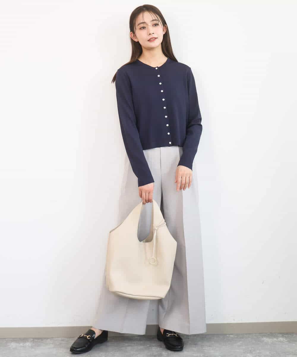 FKLGD46180 MK MICHEL KLEIN(MK ミッシェルクラン) バイオヴィンテージツイル ワイドストレートパンツ/接触冷感/UVカット/速乾/洗える グレージュ