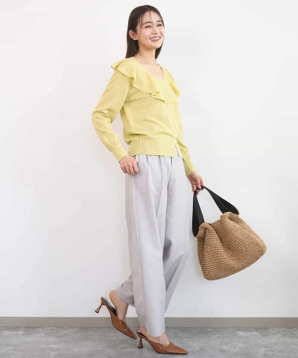 FKLGD46180 MK MICHEL KLEIN(MK ミッシェルクラン) バイオヴィンテージツイル ワイドストレートパンツ/接触冷感/UVカット/速乾/洗える グレージュ