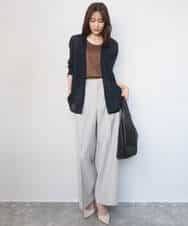 FKLGD46180 MK MICHEL KLEIN(MK ミッシェルクラン) バイオヴィンテージツイル ワイドストレートパンツ/接触冷感/UVカット/速乾/洗える グレージュ