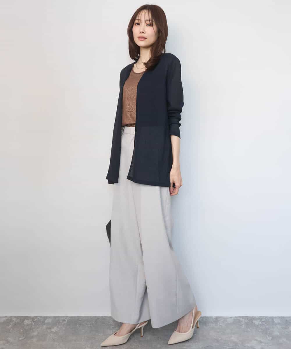 FKLGD46180 MK MICHEL KLEIN(MK ミッシェルクラン) バイオヴィンテージツイル ワイドストレートパンツ/接触冷感/UVカット/速乾/洗える グレージュ