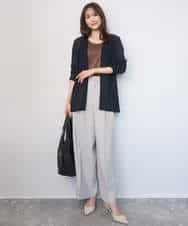 FKLGD46180 MK MICHEL KLEIN(MK ミッシェルクラン) バイオヴィンテージツイル ワイドストレートパンツ/接触冷感/UVカット/速乾/洗える グレージュ