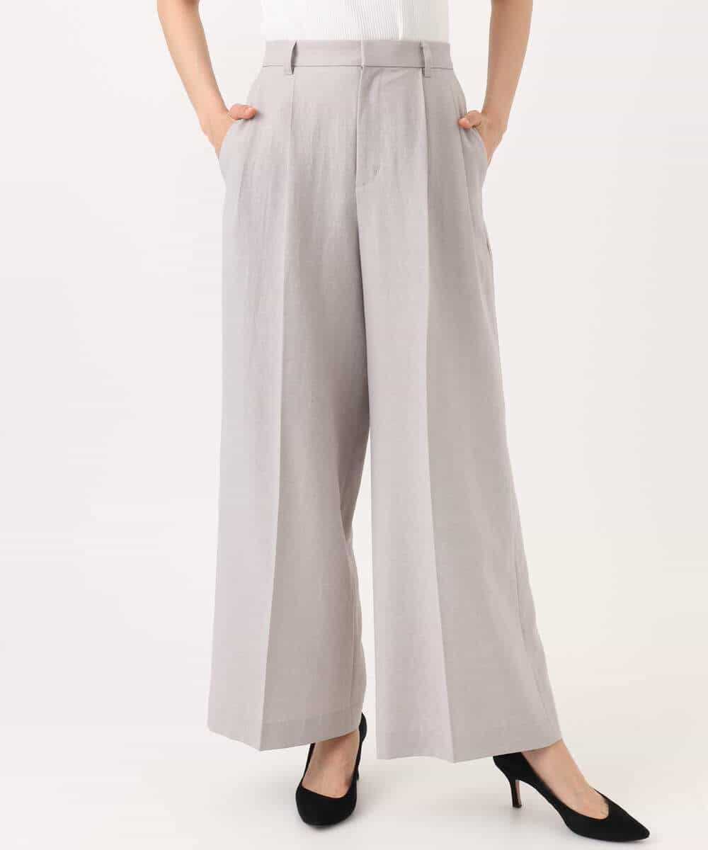 FKLGD46180 MK MICHEL KLEIN(MK ミッシェルクラン) バイオヴィンテージツイル ワイドストレートパンツ/接触冷感/UVカット/速乾/洗える グレージュ