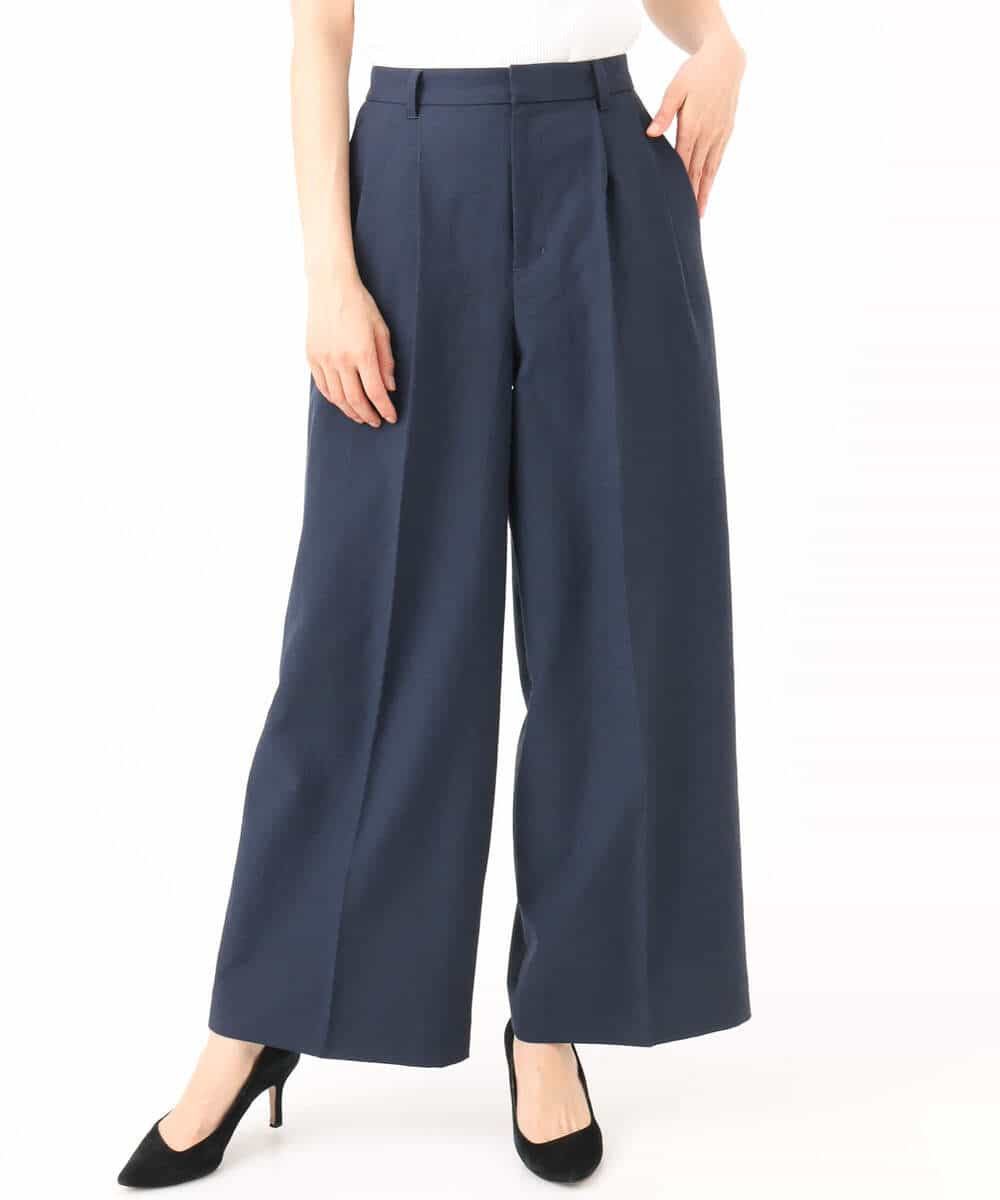 FKLGD46180 MK MICHEL KLEIN(MK ミッシェルクラン) バイオヴィンテージツイル ワイドストレートパンツ/接触冷感/UVカット/速乾/洗える グレージュ