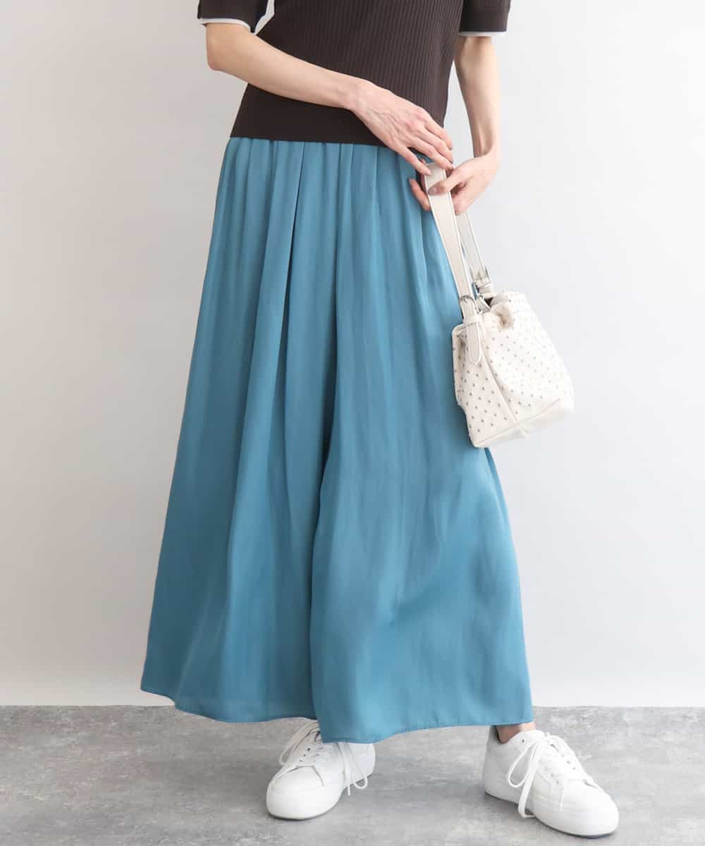 FKLGD53160 MK MICHEL KLEIN(MK ミッシェルクラン) [UVカット/接触冷感/洗える]サテンワイドパンツ ターコイズ