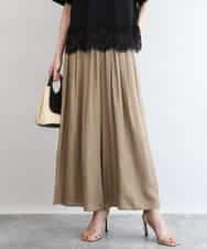 FKLGD53160 MK MICHEL KLEIN(MK ミッシェルクラン) [UVカット/接触冷感/洗える]サテンワイドパンツ キャメル