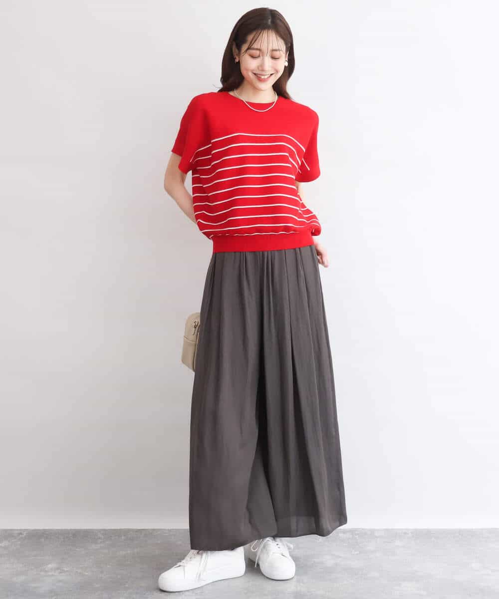 FKLGD53160 MK MICHEL KLEIN(MK ミッシェルクラン) [UVカット/接触冷感/洗える]サテンワイドパンツ キャメル