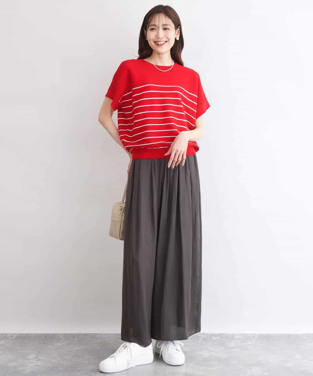 FKLGD53160 MK MICHEL KLEIN(MK ミッシェルクラン) [UVカット/接触冷感/洗える]サテンワイドパンツ キャメル