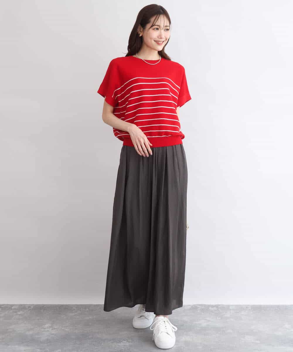 FKLGD53160 MK MICHEL KLEIN(MK ミッシェルクラン) [UVカット/接触冷感/洗える]サテンワイドパンツ キャメル